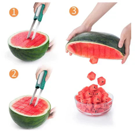 10er-Pack Wassermelonenschneider aus Edelstahl 304, Küchenhelfer – Wassermelonen-Artefakt-Schneidemesser, Entkerner, Obst- und Gemüsewerkzeuge PentaMart